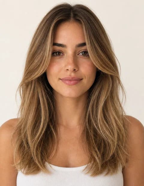 Generated adult female hair color after preview with blonde highlights
