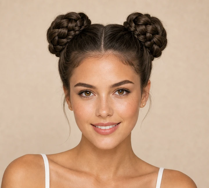 Braided Buns front view