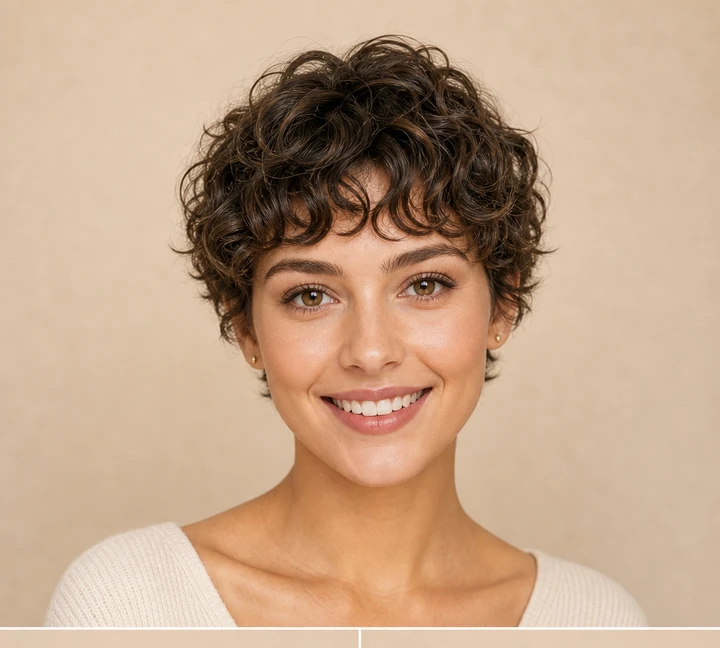 Short Curly Bangs front view
