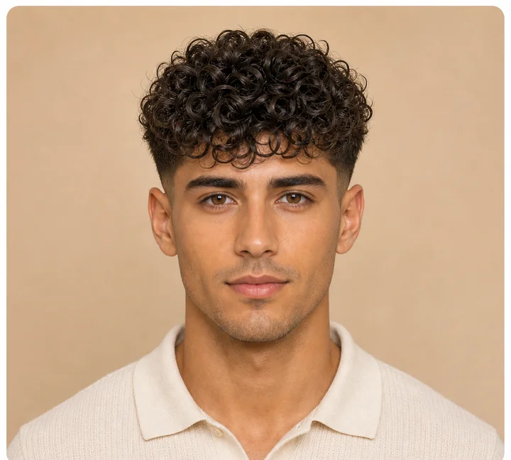 Curly Undercut front view