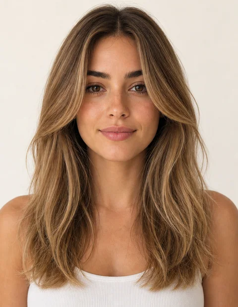 Generated adult female hair color after preview with blonde highlights