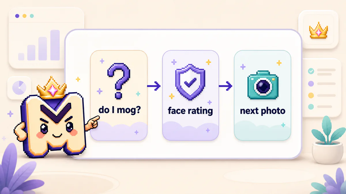 MogScore mascot showing a do I mog self-check board